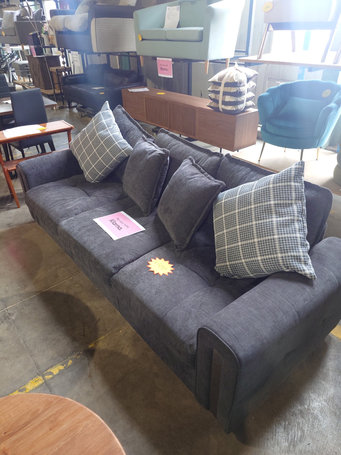 Grey Sofa with Cushions