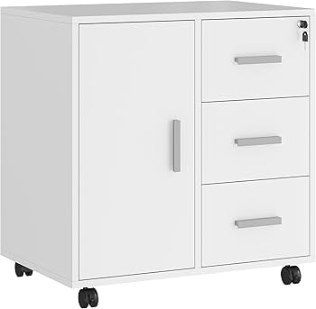 Locking White Filing Cabinet
