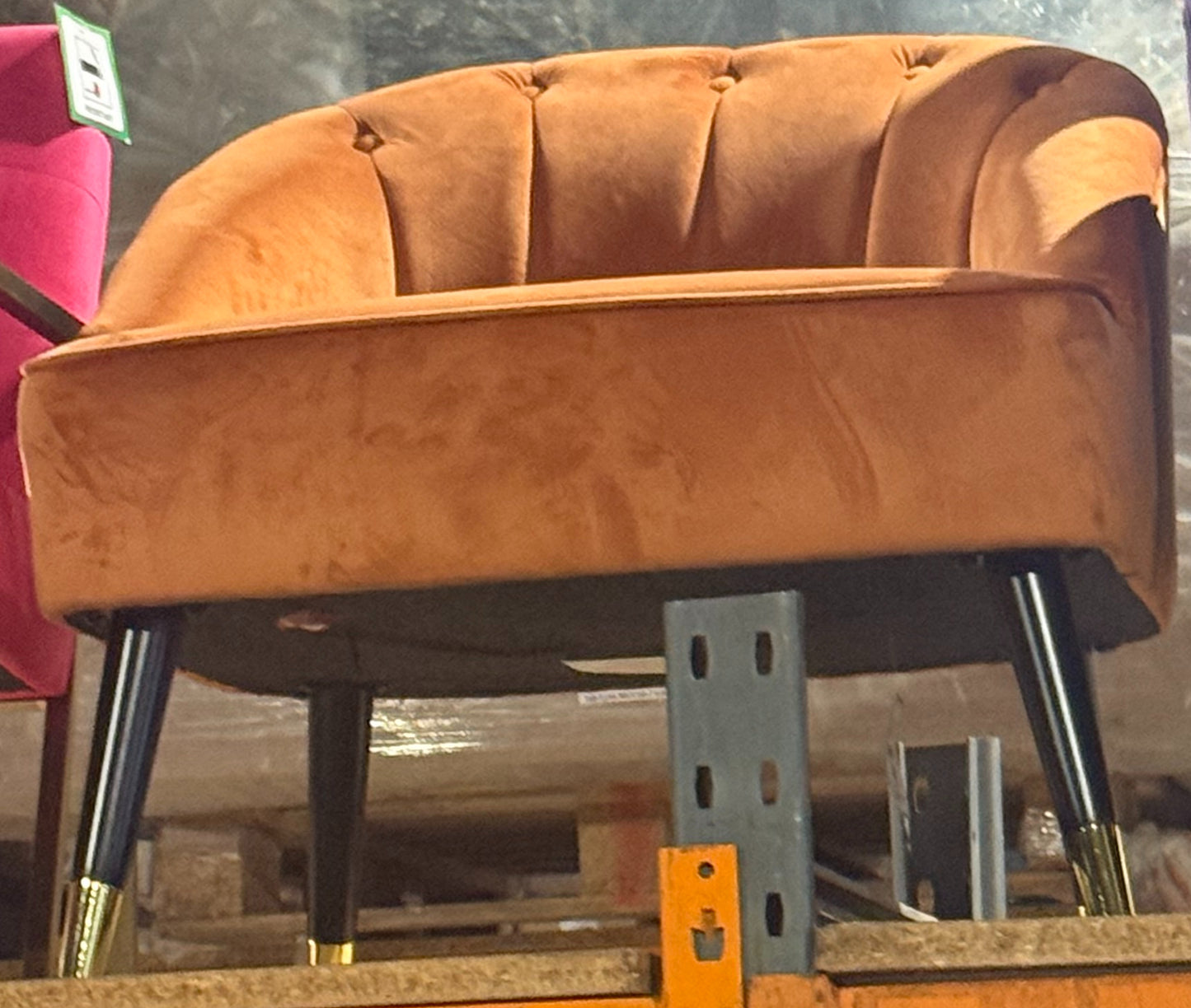Velvet Orange Barcelona Accent Chair