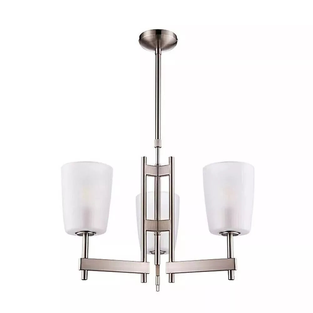 GoodHome Pendant Ceiling Light Quadryx Chrome Effect IP20 3 Lamp Shade 480mm