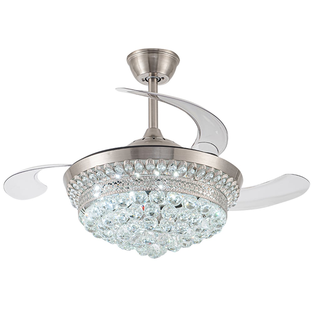 Chrome Crystal LED Ceiling Fan Light 42 inch
