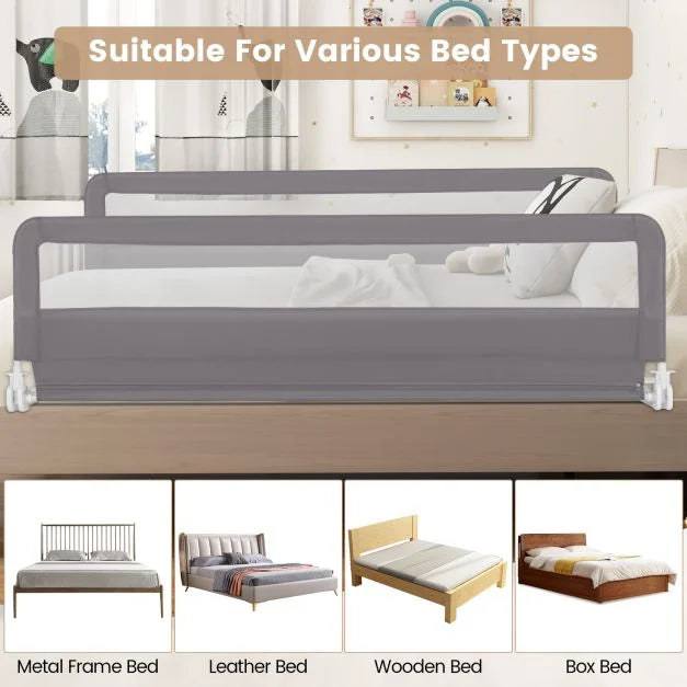 180CM Foldable Baby Bed Rail Guard - Washable - Grey