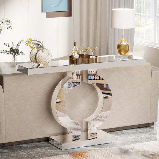 Silver Mirrored Console Table