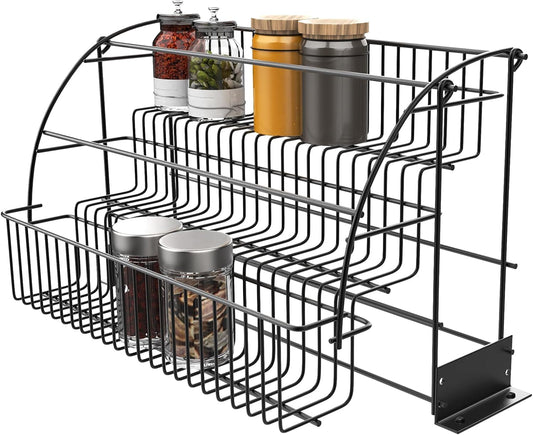 3 Tier Spice Rack Pull Down Organiser - Black