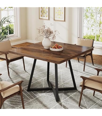 Tribesigns Dark Wood Square Dining Table
