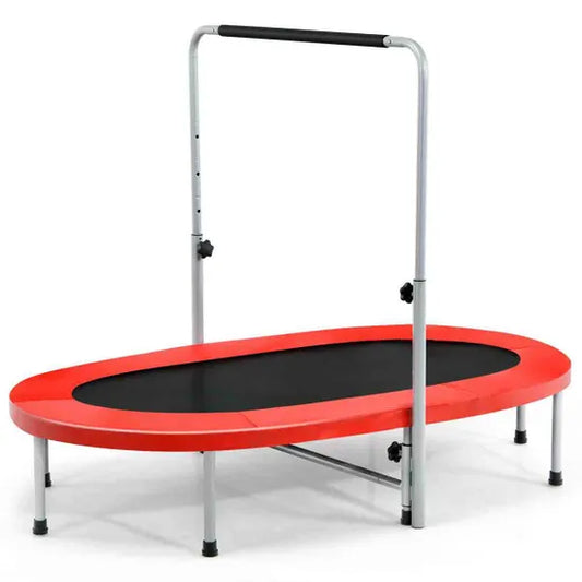 Double Foldable Fitness Trampoline with Handrail