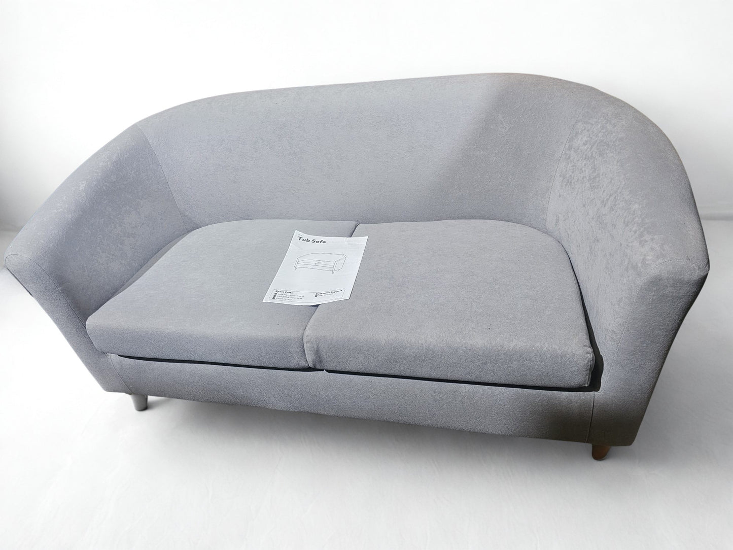 Fabric 2 Seater Tub Sofa - Light Grey