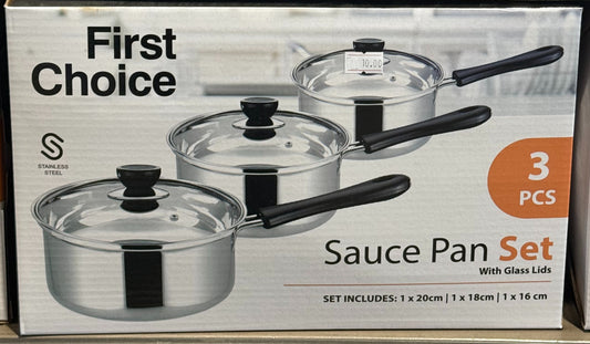 First Choice 3pc Saucepan Set