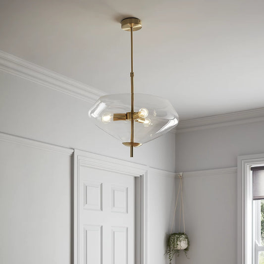 GoodHome Capolin Brass Effect 3 Lamp Pendant Ceiling Light, (Dia)450mm