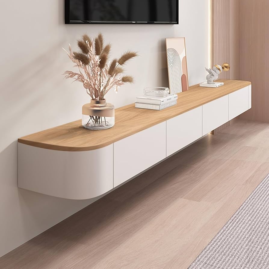 Luxury Floating TV Stand with Drawers - White