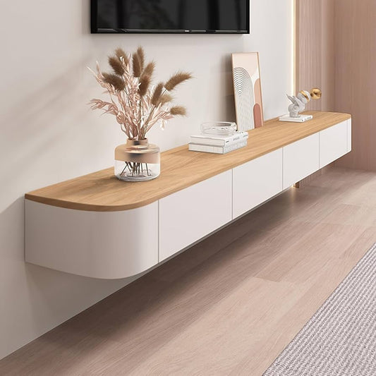 Luxury Floating TV Stand with Drawers - White