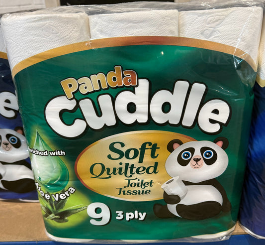 Panda Cuddle Soft Quilted 3ply Toilet Roll Aloe Vera - 9 Pk