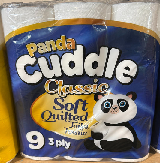 Panda Cuddle Soft Quilted 3ply Toilet Roll Classic - 9 Pk