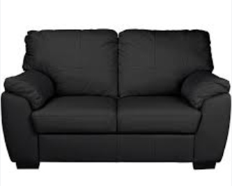 Black Faux Leather Two-Seater Sofa