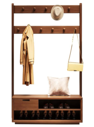 Wooden Shoe Rack and Coat Hanger