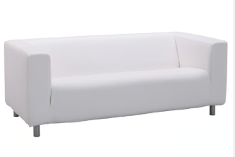 White Faux Leather Two-Seater Sofa