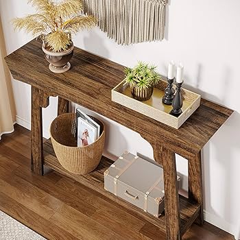 Tribesigns Farmhouse Console Table - Dark Brown