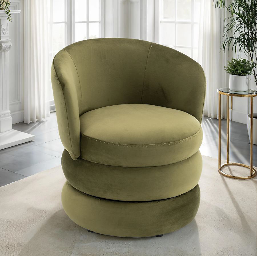 Accent Swivel Chair in Sage Green Velvet Fabric