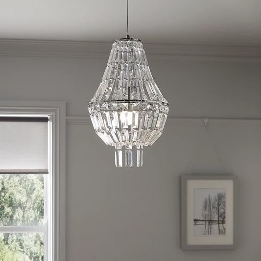 Asuia Chrome Effect Pendant Ceiling Light, (Dia)300mm