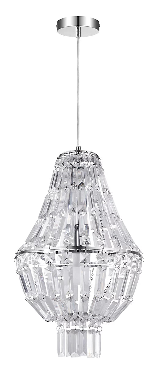Asuia Chrome Effect Pendant Ceiling Light, (Dia)300mm