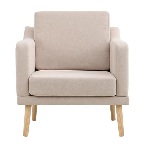 Beige Linen Upholstered Armchair