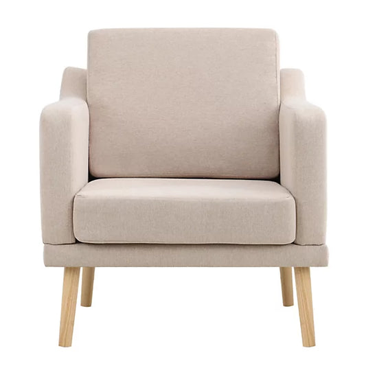 Beige Linen Upholstered Armchair