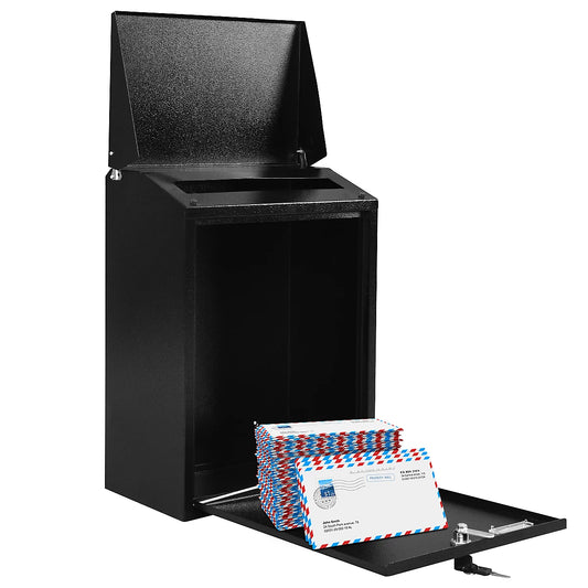 Black Wall Mounted Steel Lockable Letter Box