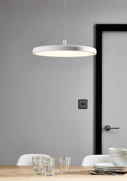 GoodHome Azagny Pendant Matt White Sand effect LED Pendant ceiling light, (Dia)400mm