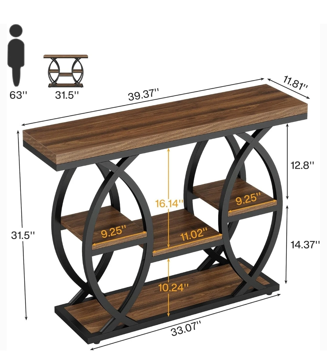 Tribesign 39.4" 4 Tier Console Table