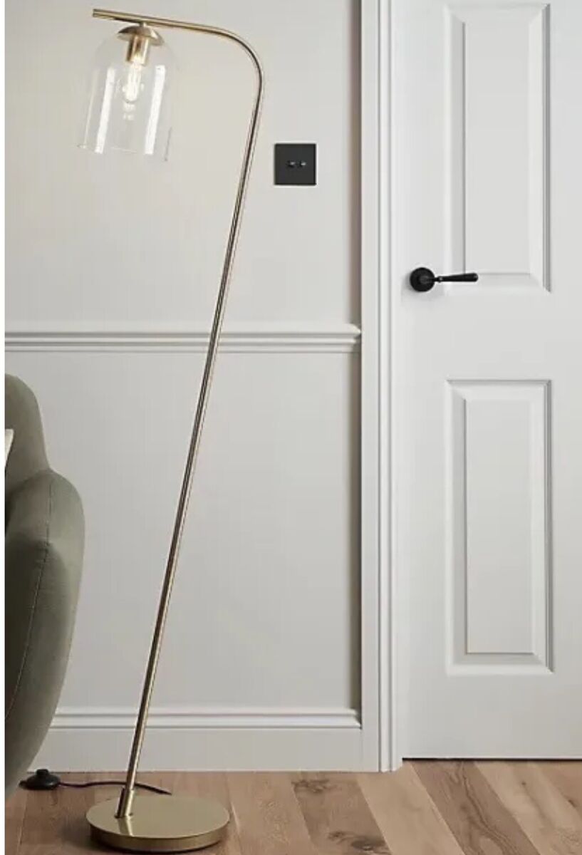 GoodHome Floor Lamp 42W 21170 Thestias Brass Effect IP20 Foot Switch (H) 1.5m