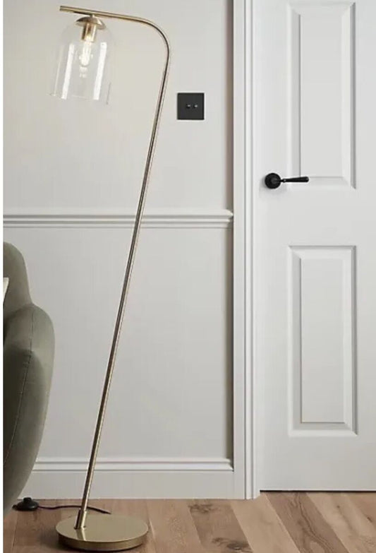 GoodHome Floor Lamp 42W 21170 Thestias Brass Effect IP20 Foot Switch (H) 1.5m