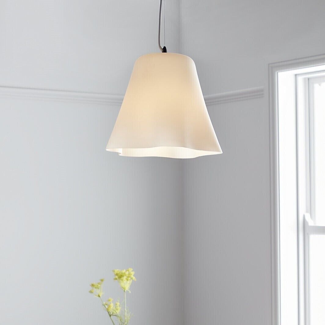 GoodHome Anser White Pendant Ceiling Light Fitting Lamp 310mm Shade E27 Bulb