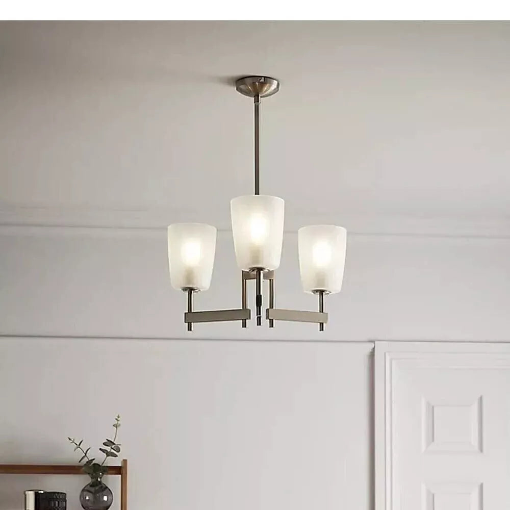 GoodHome Pendant Ceiling Light Quadryx Chrome Effect IP20 3 Lamp Shade 480mm