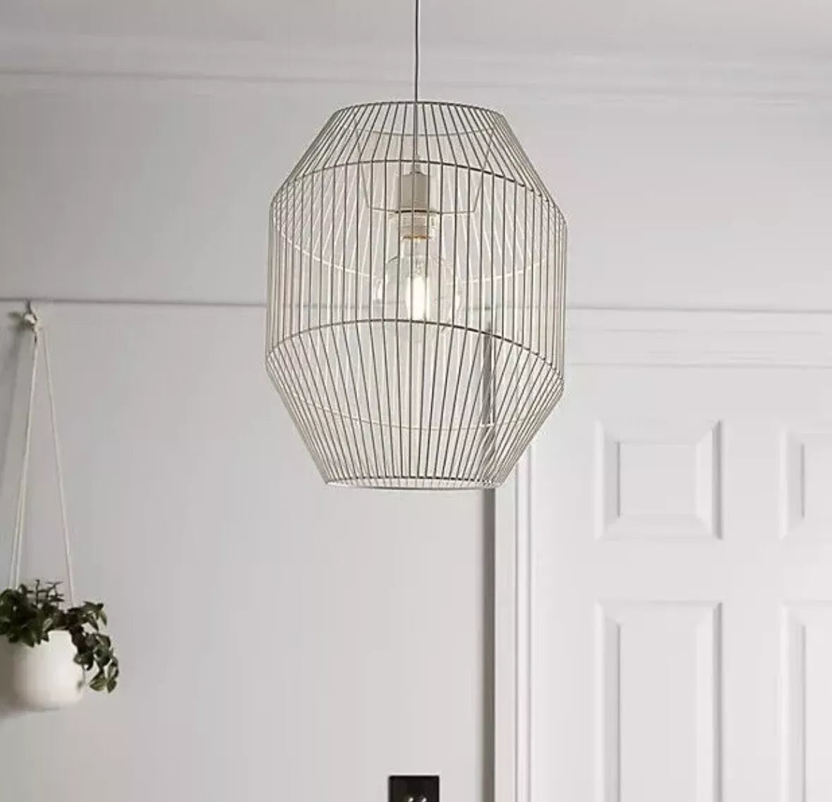 GoodHome Pendant Ceiling Lampshade Matt Metal White Light Shade 300mm