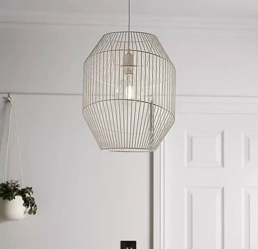 GoodHome Pendant Ceiling Lampshade Matt Metal White Light Shade 300mm