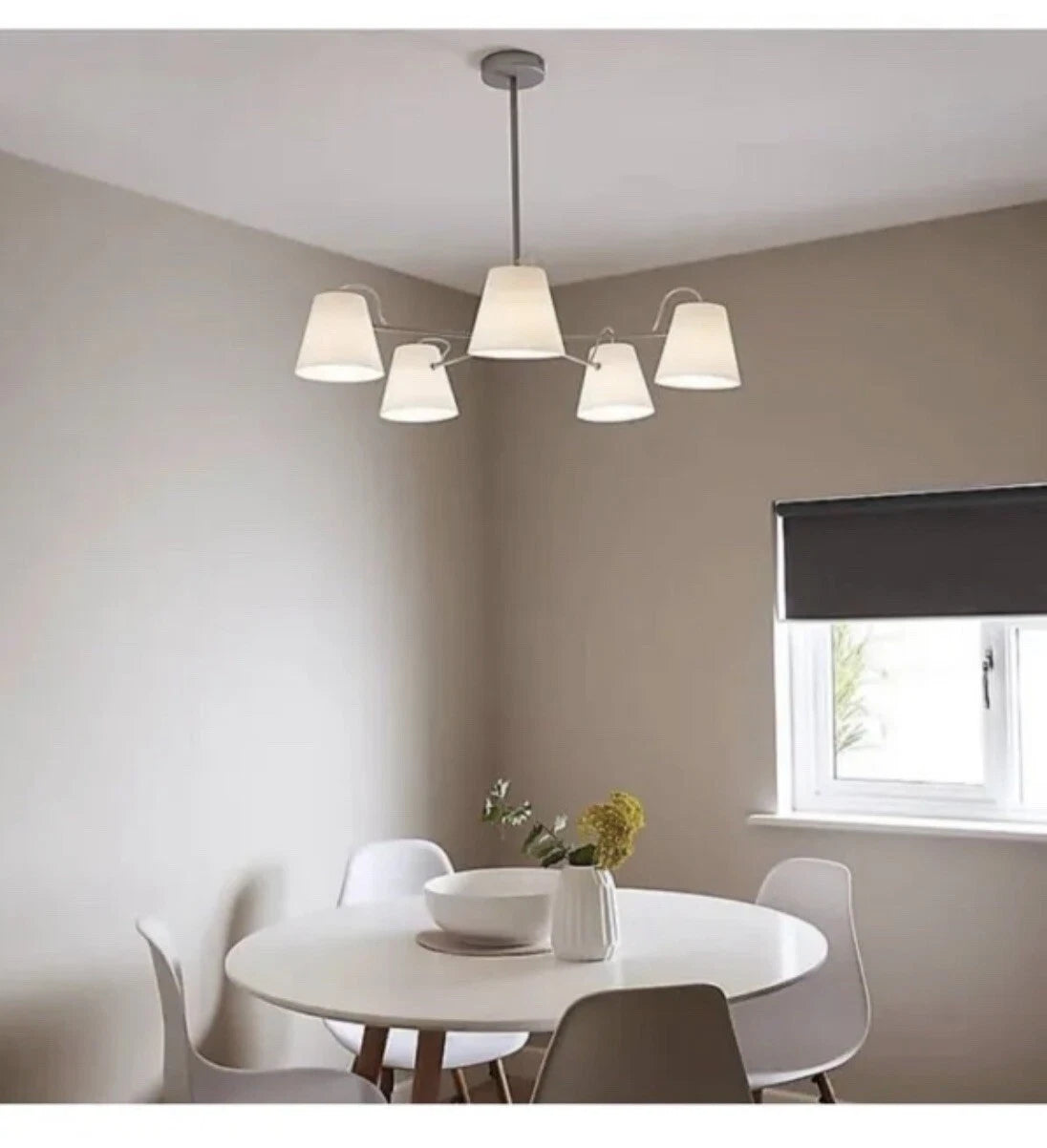 GoodHome Syenite Pendant 5 Way White Bell Shade Modern