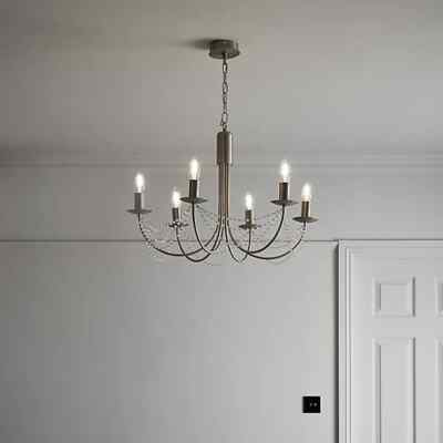 GoodHome Suhel Chrome Effect 6 Lamp Pendant Ceiling Light, (Dia)615mm