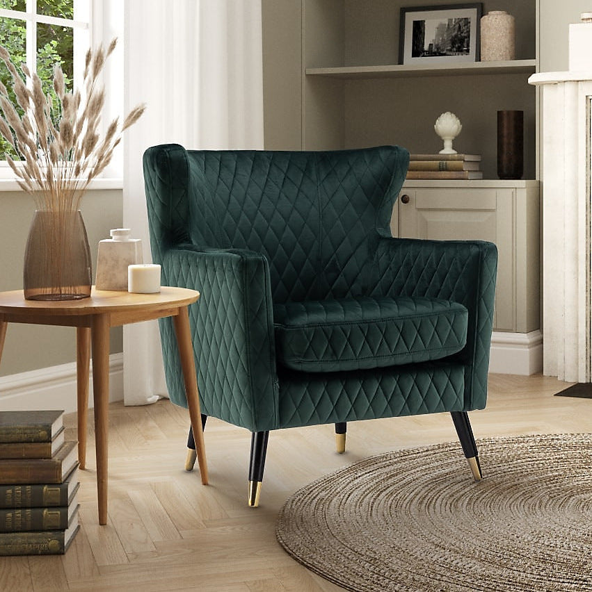 Velvet Bottle Green Alessia Accent Chair