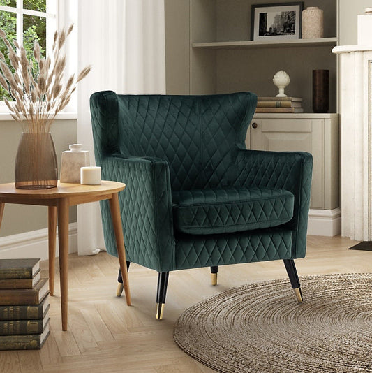 Velvet Bottle Green Alessia Accent Chair