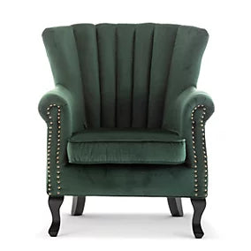 Velvet Bottle Green Jemma Accent Wingback Chair