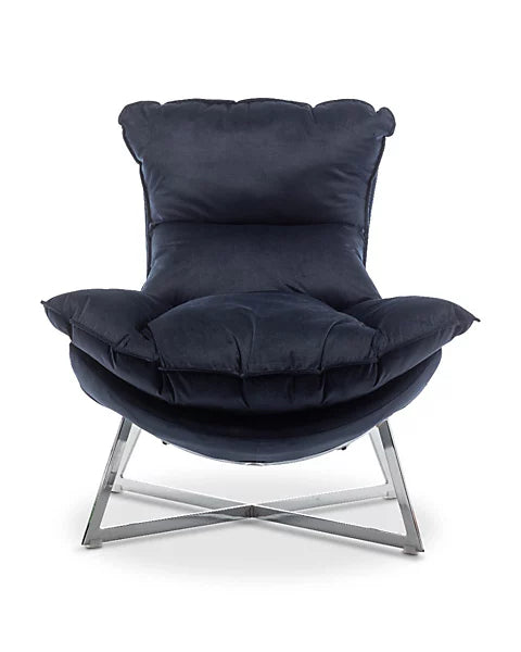 Velvet Navy Blue Pierina Accent Chair