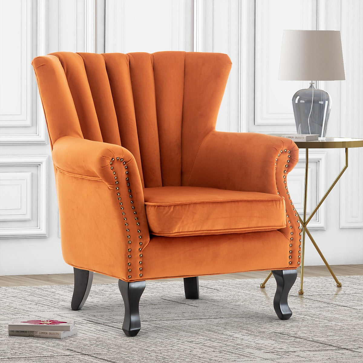 Velvet Gold Jemma Accent Wingback Chair
